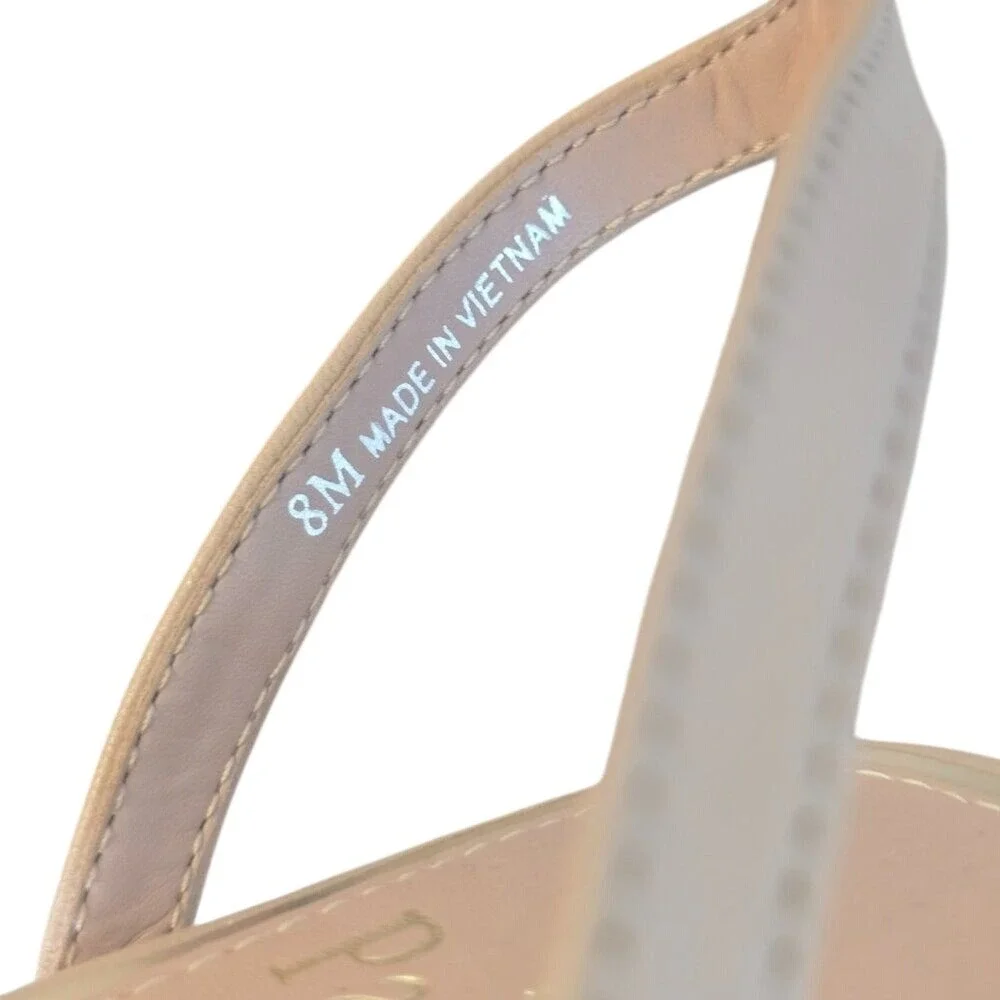 Paolo Women's Beige Braided Strap Square Toe Kitten Heel Sandals Size 8M